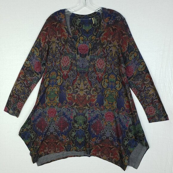 Soft Surroundings Poppy Field Tunic Top Sweater Paisley Floral Fairy size L Boho - Picture 2 of 12